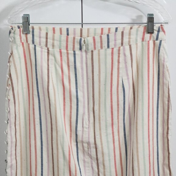 Madewell Flecked Rainbow Striped Skirt Size 8 Multicolor Button Slit - Picture 3 of 5